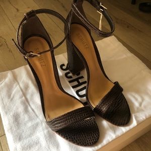 Schutz Woman Enida Croc-effect Leather Sandals